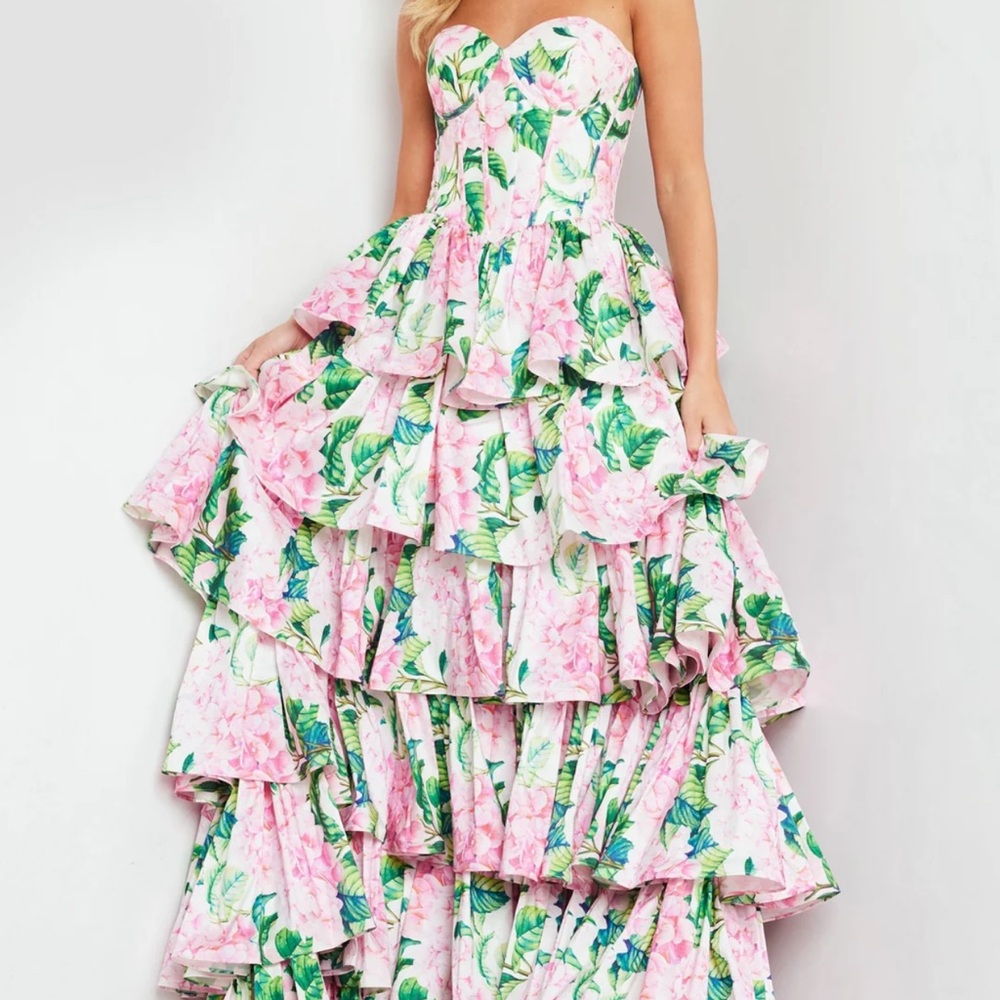 Jovani Floral Tiered Maxi Dress - Picture 5 of 8